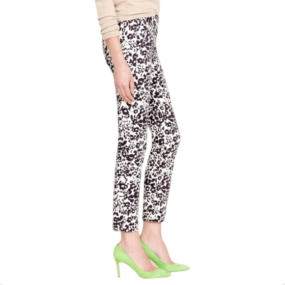 J.Crew Favorite Fit Animal Print Pants Size 4 - Black & White Leopard - Picture 10 of 13